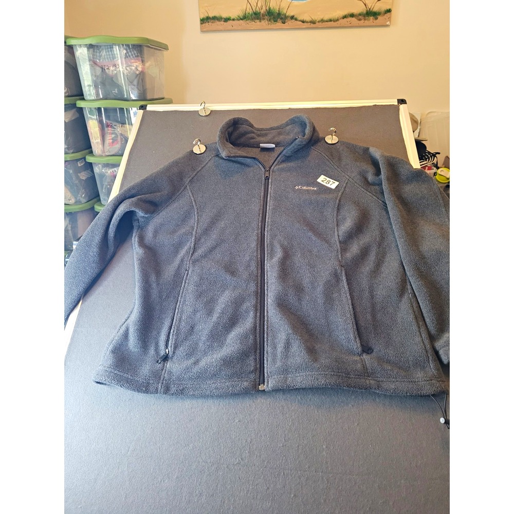 Columbia Men's Full Zip Jacket Stand-Up Collar Outdoor Hiking 2XL Gray
